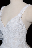 Vintage A Line Spaghetti Straps White Tulle Lace Long Wedding Dresses HZ1024
