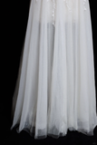 Vintage A Line Spaghetti Straps White Tulle Lace Long Wedding Dresses HZ1024