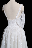Vintage A Line Spaghetti Straps White Tulle Lace Long Wedding Dresses HZ1024