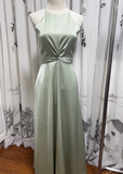 Classy Simple A Line Halter Satin Long Bridesmaid Dress HZ1024