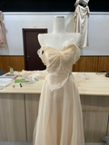 Pretty A Line Spaghetti Straps Light Champagne Chiffon Long Bridesmaid Dress HZ1024