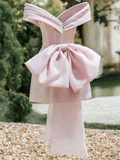 Amazing Strapless V-Neck Pleats Bow-Knot Mini Homecoming Party Dress HZ1024