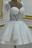 Sweetheart Sequin Short Homecoming Dress with Puff Sleeves HZ1024