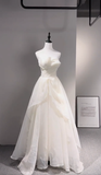 Pretty A Line Strapless Chiffon Long Wedding Dresses HZ1024