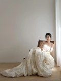 Unique Ball Gown Strapless Satin Long Wedding Dresses HZ1024