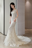 Timeless Mermaid Tulle Lace Long Wedding Dresses HZ1024
