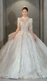 Timeless Ball Gown Tulle Sequin Beaded Long Wedding Dresses HZ1024
