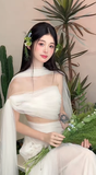 Chic Mermaid Strapless Chiffon Long Wedding Dresses HZ1024