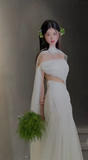 Chic Mermaid Strapless Chiffon Long Wedding Dresses HZ1024
