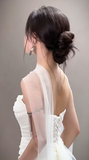 Simple Elegant Mermaid Strapless Chiffon Long Wedding Dresses HZ1024