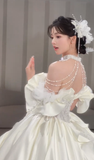 Stunning Ball Gown Off The Shoulder Satin Tulle Sqeuin Long Wedding Dresses HZ1024