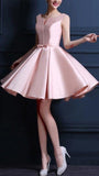 Cute A-Line Scoop Sleeveless Short Pink Cocktail Homecoming Dress HZ1024