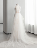 Elegant Mermaid Off The Shoulder Satin Tulle Lace Long Wedding Dresses HZ1024