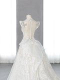 Pretty Mermaid V Neck Tulle Sequin Beaded Long Wedding Dresses HZ1024