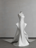 Simple Elegant Mermaid Strapless Satin Long Wedding Dresses HZ1024
