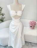 Sexy Sheath Straps White Satin Homecoming Dress HZ1024