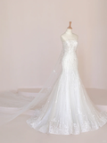 Gorgeous Mermaid Tulle Lace Sequin Long Wedding Dresses HZ1024