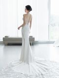 Timeless Mermaid Spaghetti Straps Satin Lace Long Wedding Dresses HZ1024