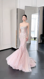 Timeless Mermaid Starpless Tulle Sequin Beaded Long Wedding Dresses HZ1024