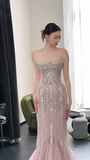 Timeless Mermaid Starpless Tulle Sequin Beaded Long Wedding Dresses HZ1024