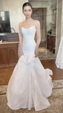 Pretty Mermaid Starpless Satin Long Wedding Dresses HZ1024