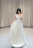 Pretty A Line Halter Tulle Lace Long Wedding Dresses HZ1024