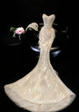 Unique Mermaid Strapless Satin Tulle Feather Long Wedding Dresses HZ1024