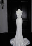 Timeless Mermaid Srapless Tulle Lace Sequin Baeded Long Wedding Dresses HZ1024