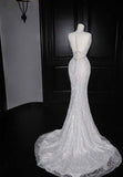 Timeless Mermaid Srapless Tulle Lace Sequin Baeded Long Wedding Dresses HZ1024