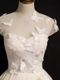Cute Ball Gown Scoop Neckline White Tulle Party Dress Lace Homecoming Dresses HZ1024