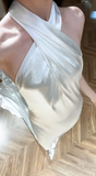 Chic Mermaid Halter Satin Long Wedding Dresses HZ1024