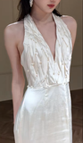 Unique Mermaid Halter Satin Long Wedding Dresses HZ1024