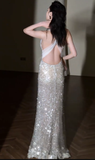 Timeless Mermaid Halter Sequin Long Wedding Dresses HZ1024