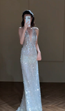 Timeless Mermaid Halter Sequin Long Wedding Dresses HZ1024