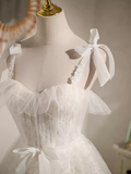 Elegant Ball Gown Straps Tulle Party Dress White Homecoming Dresses HZ1024