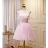 Elegant Ball Gown Spaghetti Straps Party Dress Pink Homecoming Dresses HZ1024
