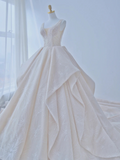 Elegant Ball Gown Satin Sequin Backless Long Wedding Dresses HZ1024