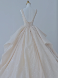 Elegant Ball Gown Satin Sequin Backless Long Wedding Dresses HZ1024