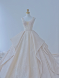 Elegant Ball Gown Satin Sequin Backless Long Wedding Dresses HZ1024