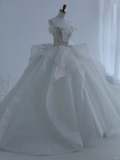 Timeless Ball Gown Strapless Satin Sequin Beads Long Wedding Dresses HZ1024