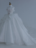 Timeless Ball Gown Strapless Satin Sequin Beads Long Wedding Dresses HZ1024
