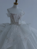 Timeless Ball Gown Strapless Satin Sequin Beads Long Wedding Dresses HZ1024