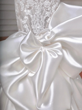 Stunning Mermaid Strapless Satin Lace Long Wedding Dresses HZ1024