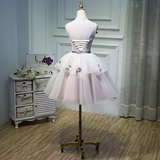 Elegant Ball Gown Straps Tulle Party Dress Pink Homecoming Dresses HZ1024
