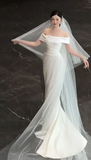 Elegant Mermaid Off The Shoulder Satin With Veil Long Wedding Dresses HZ1024