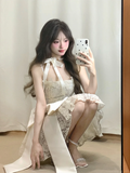 Pretty A Line Sapghetti Straps Lace With Bow Short Homecoming Dress 18th Birthday Outfits HZ1024
