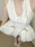 Sweet A Line Halter Satin Lace Short Homecoming Dress 18th Birthday Outfits HZ1024
