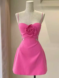 Elegant A Line Straps Pink 18th Birthday Dress Short Homecoming Dresses HZ1024