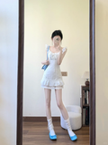 White Pretty A Line U Neck Satin Short Homecoming Dress 16th Birthday Outfits HZ1024