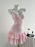 Pretty A Line Spaghetti Straps Pink Satin Short Homecoming Dress 16th Birthday Outfits HZ1024